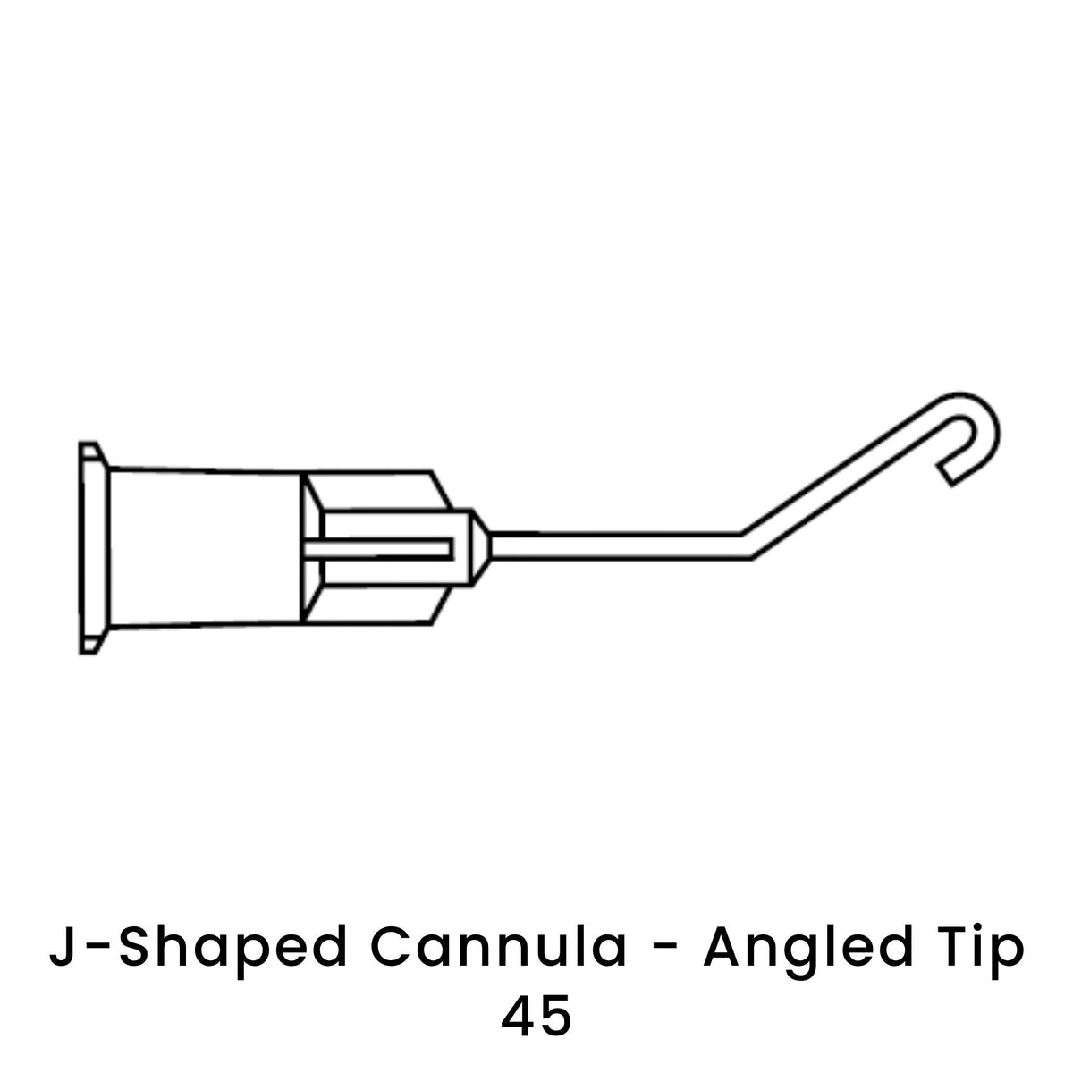 view of anodyne j shaped cannula angled tip 45
