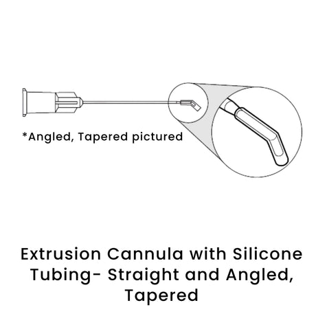 view of anodyne extrusion cannula silicone tubing straight angled tapered