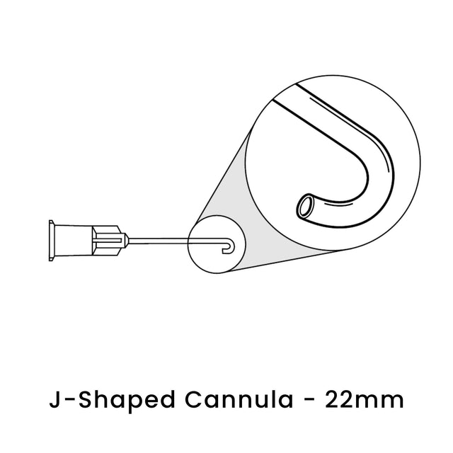 view of anodyne j shaped cannula 22mm