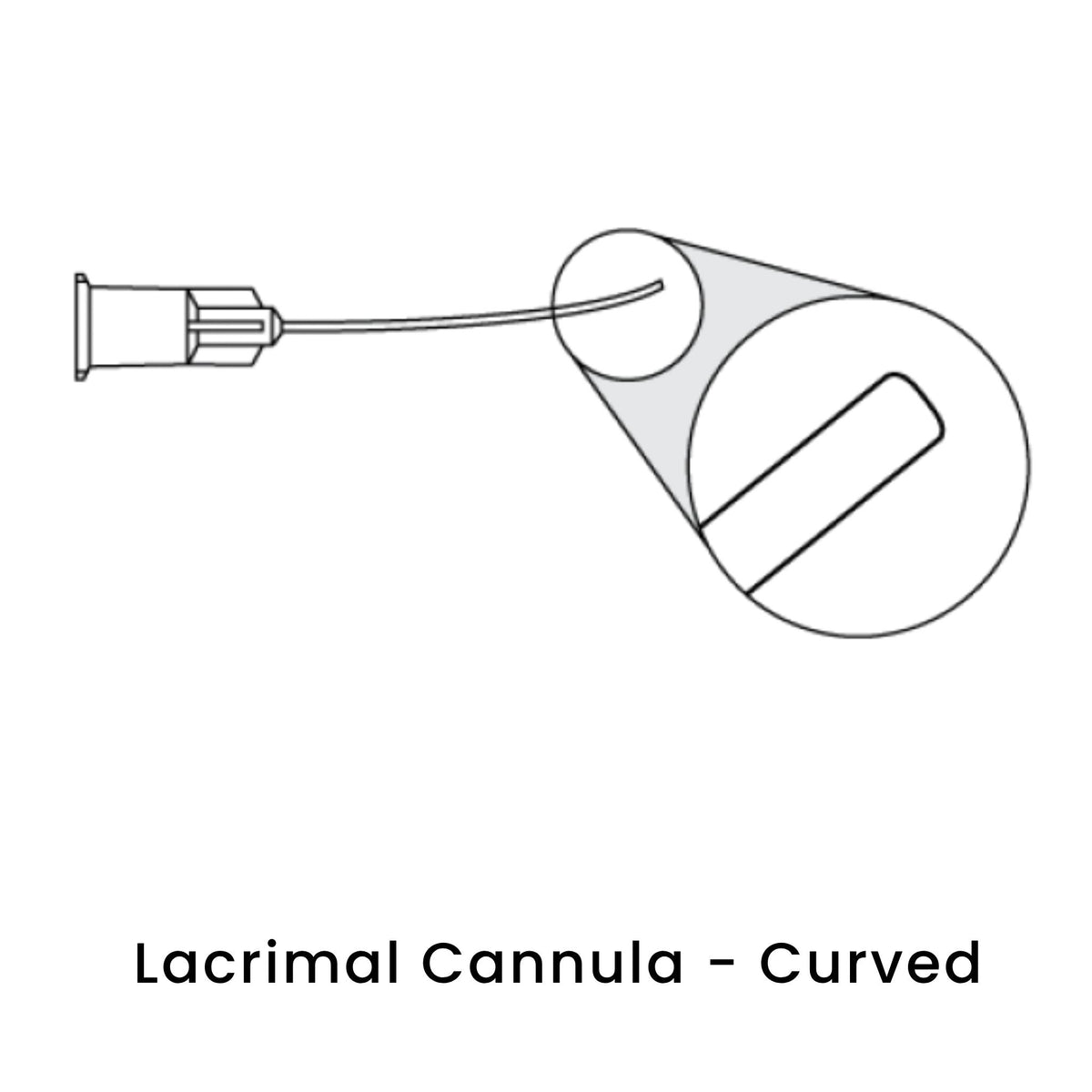 view of anodyne lacrimal cannula curved