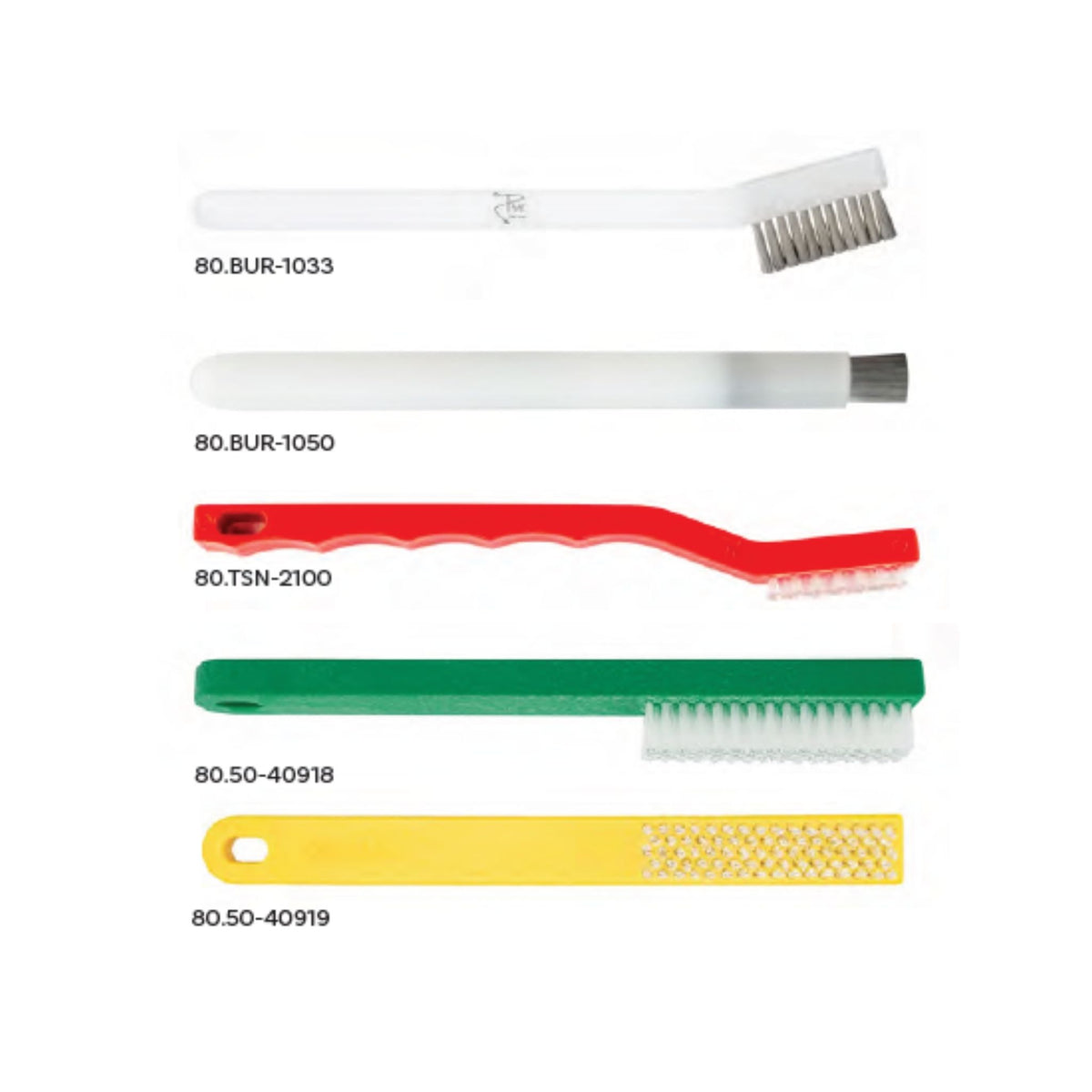 various burr and ortho scrub brushes