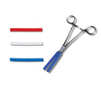 red white and blue clamp covers