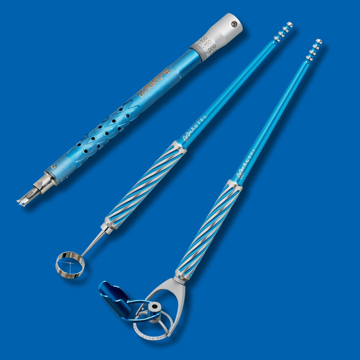 Full product image of the Mastel Arcuate Corneal Compass with another marker and a knife.