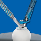 Mastel Arcuate Corneal Compass side view being used on an eye.