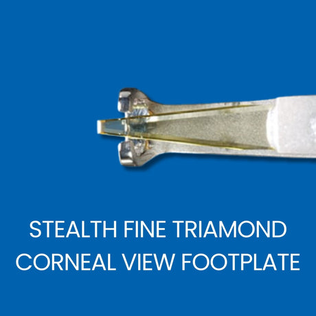 Stealth fine triamond diamond scalpel with corneal view footplate and thimble