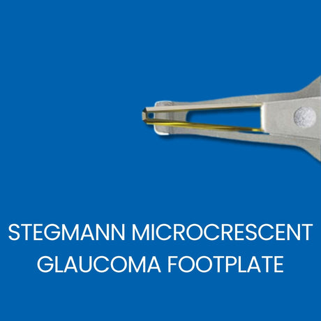 Stegmann microcrescent diamond scalpel with glaucoma footplate and thimble