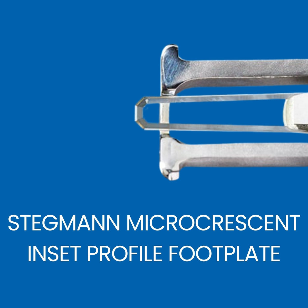 Stegmann microcrescent diamond scalpel with inset profile footplate and thimble