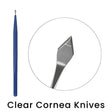full body disposable clear cornea knife with tip close up
