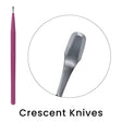 full body disposable crescent knife with tip close up