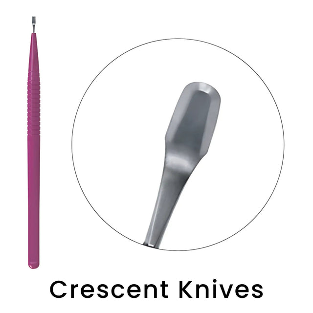 full body disposable crescent knife with tip close up