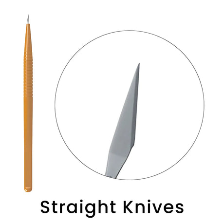 full body disposable straight knife with tip close up